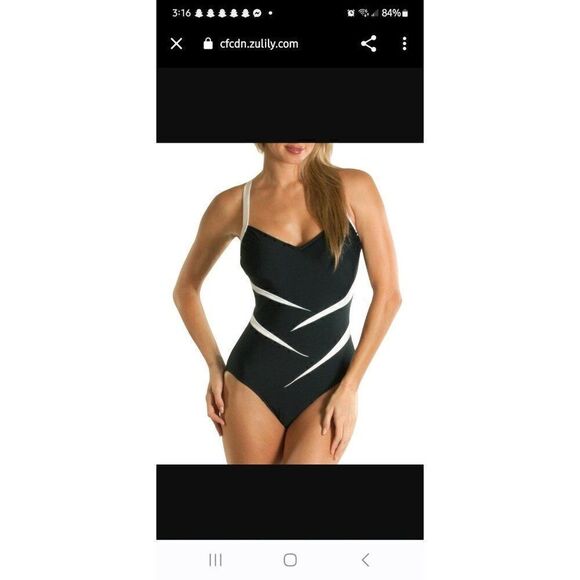 Carol Wior Classic Splice Asymetrical One-Piece Bathingsuit Women's Size 8 - Picture 1 of 4